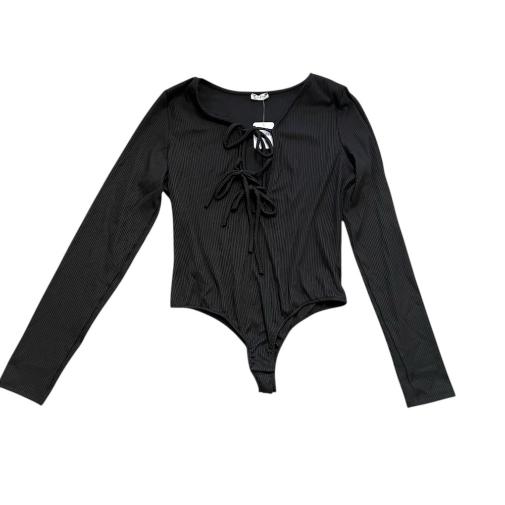 Intimately Free People Ribbed Tie Front Bodysuit - Large